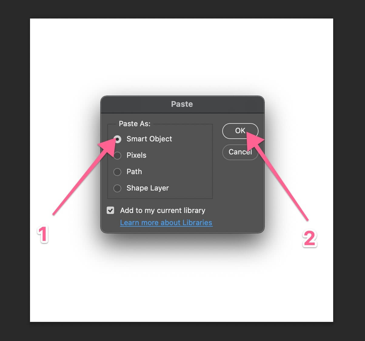 paste vector graphic as smart object in Photoshop