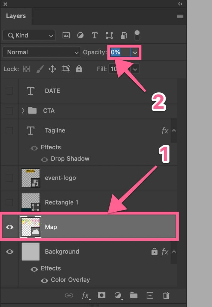 Reduce opacity to 0% or invisible in Photoshop